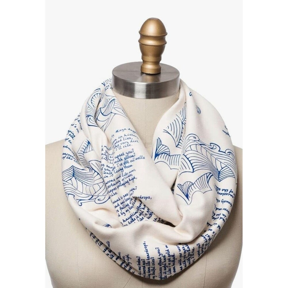 Storiarts Maya Angelou Still I Rise Book Infinity Scarf Cream Blue ART TO WEAR * - Picture 2 of 9